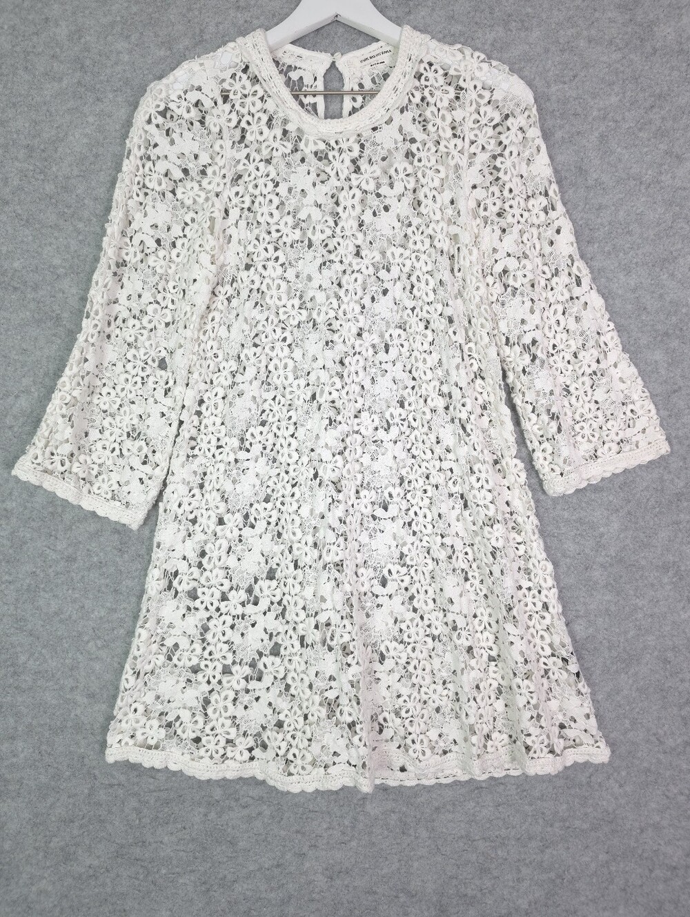 Isabel Marant Étoile White Cotton Guipure Lace Mini Dress Shift Sheer 38 Boho